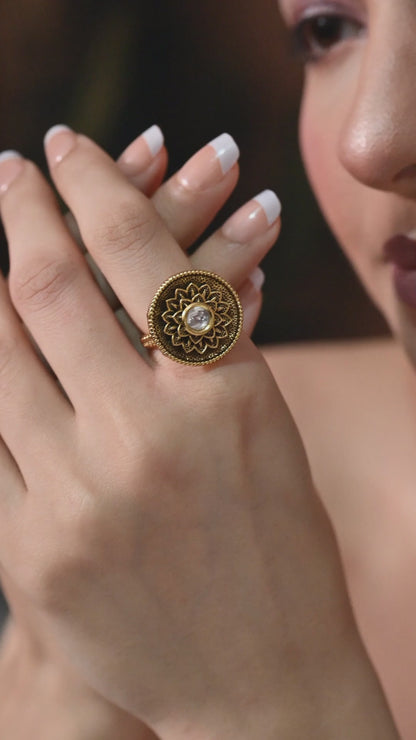 Midnight Bloom Statement Ring
