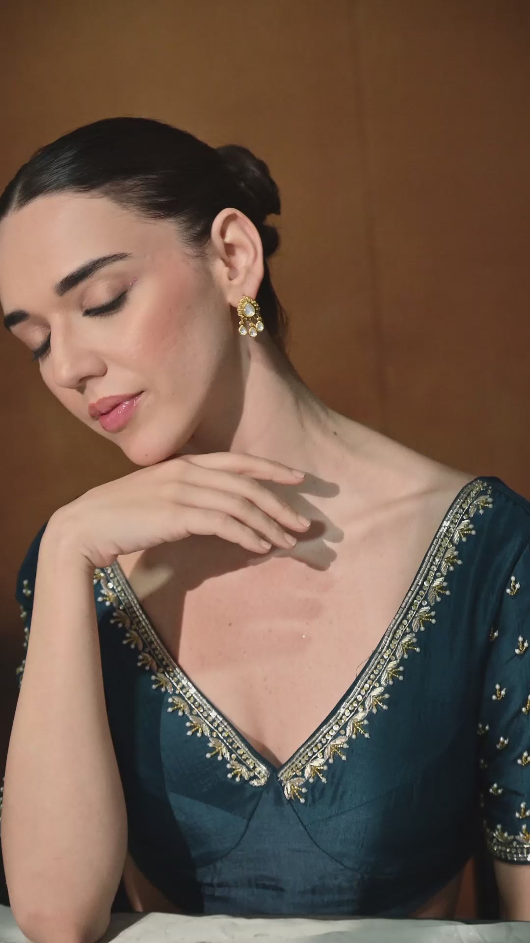 Golden Teardrop Charm Earrings