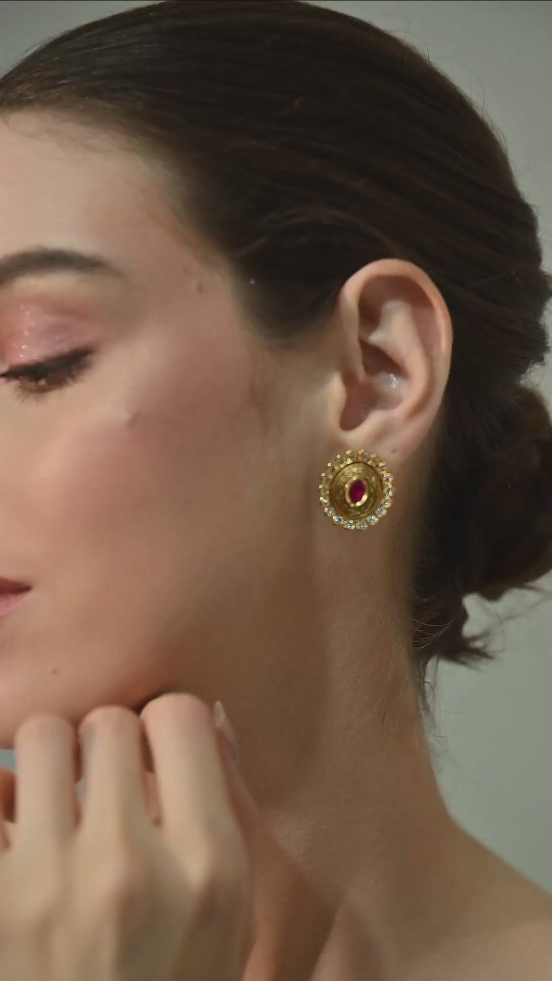 Royal Ruby Glow Stud Earrings
