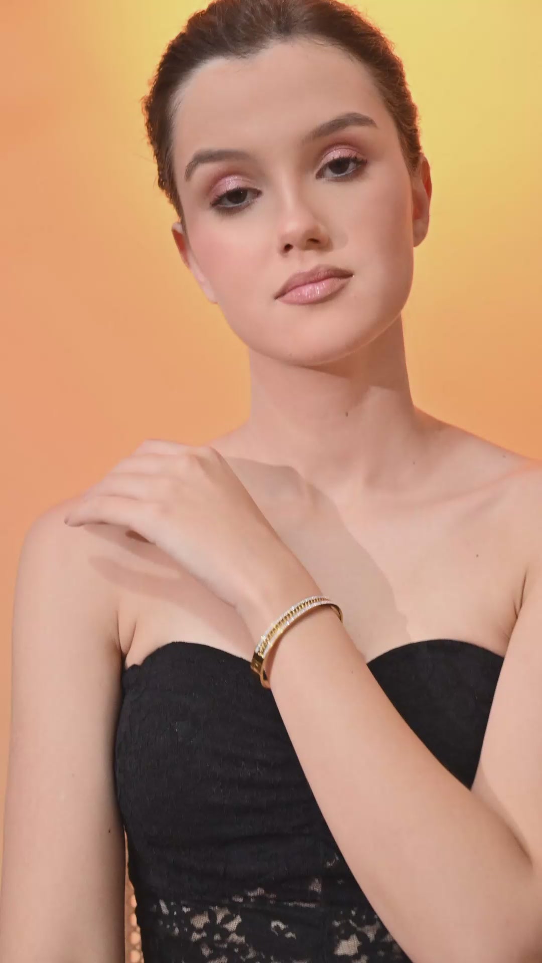 Elegant Dual-Tone Sparkle Bangle