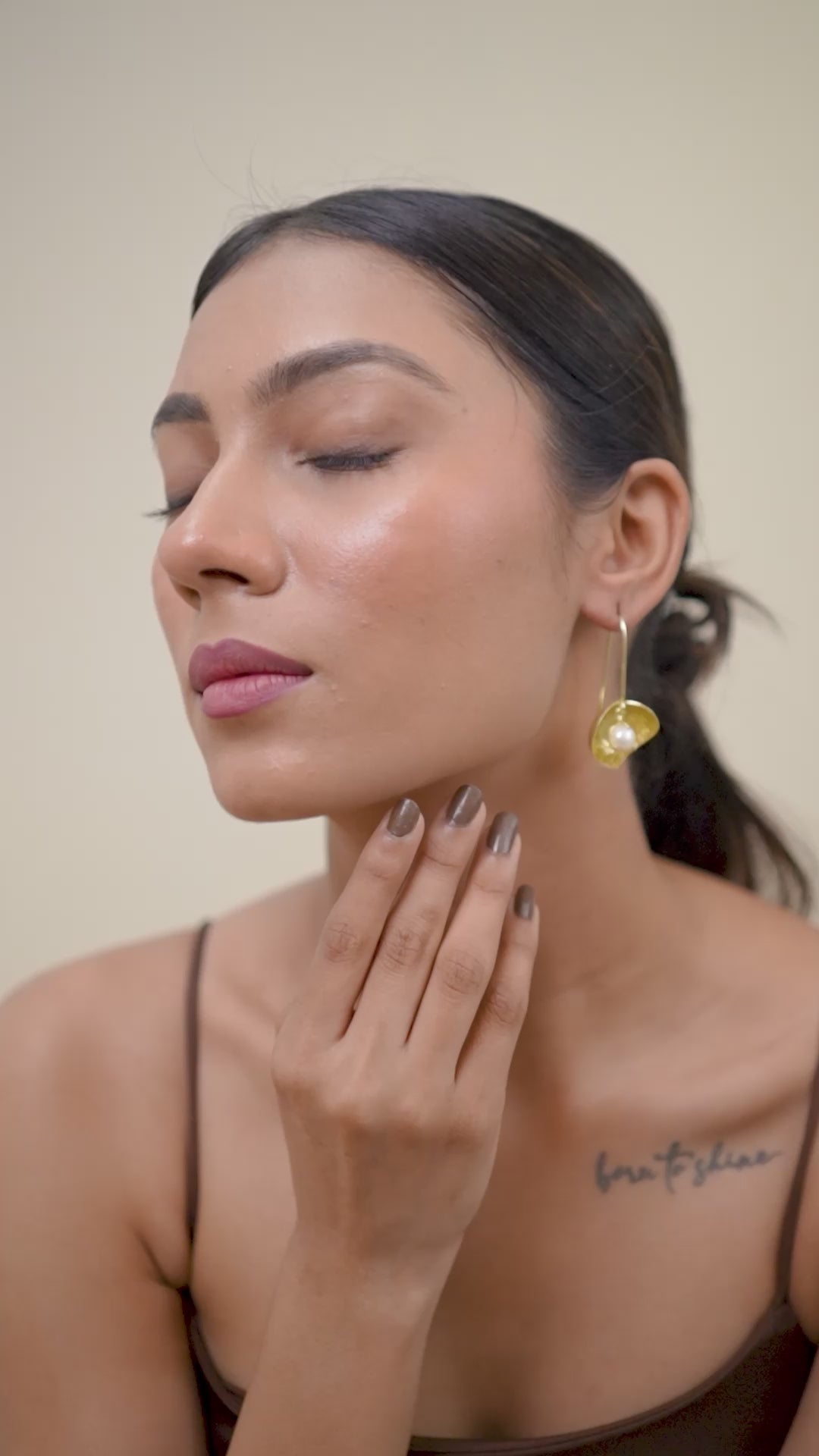 Textured Gold Pearl Drop Earrings