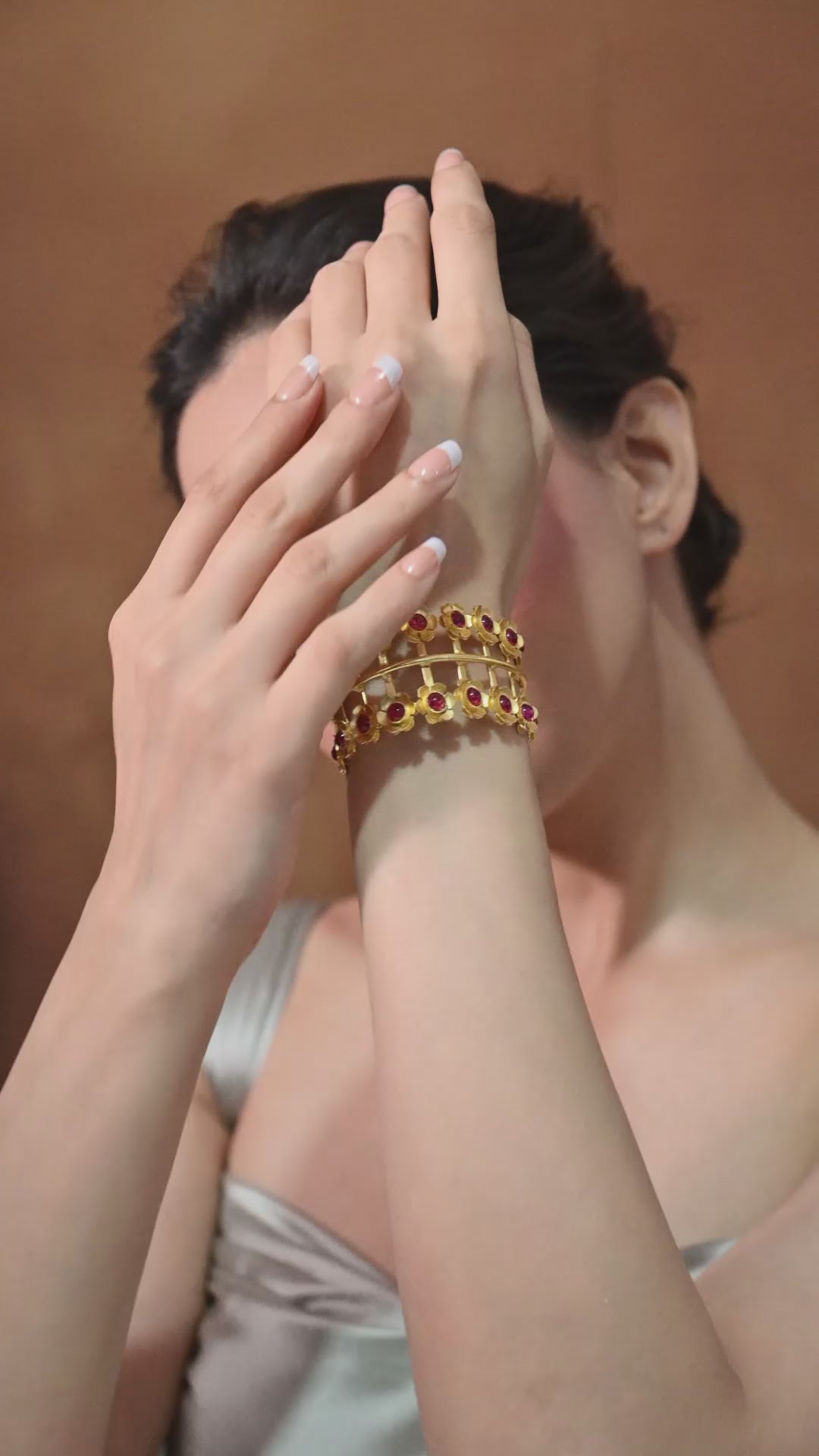 Ruby Blossom Gold Cuff