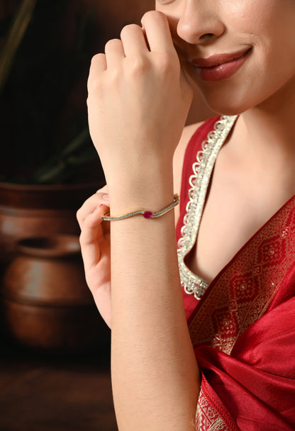 Elegant Ruby Sparkle Twist Bangle